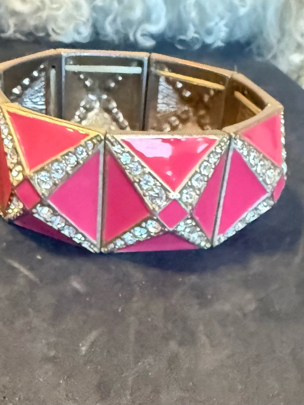 Charming Charlie Hot Pink Geometric Crystal Bracelet